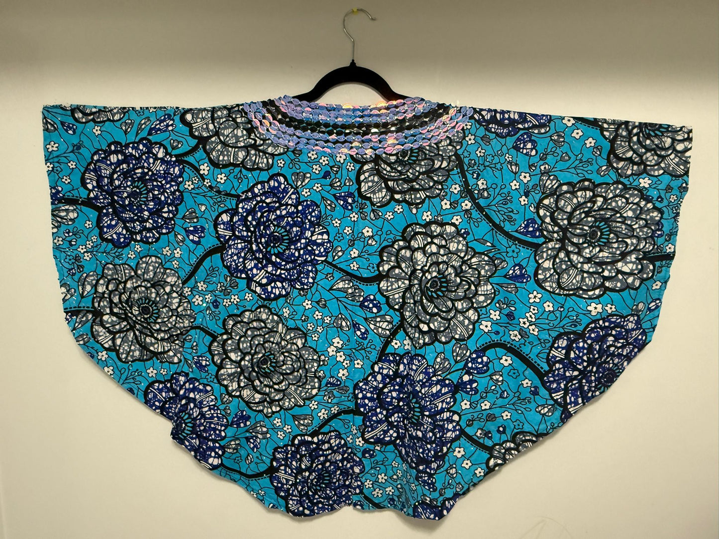 Short African Print Top Blue