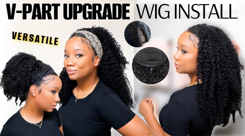 Kinky Curly Hair V Part Wig