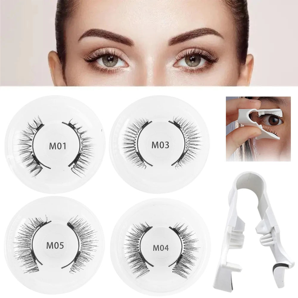Pair Magnetic False Eyelashes with Tweezers
