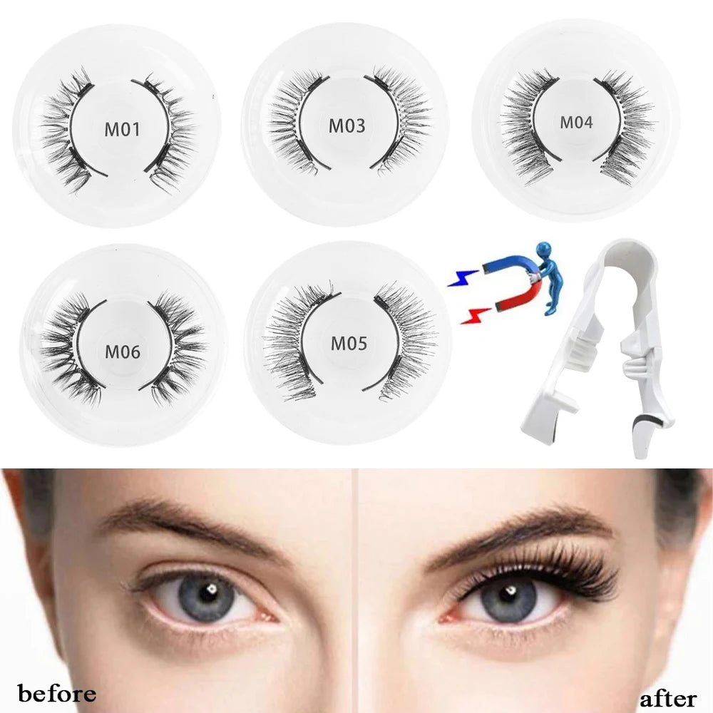 Pair Magnetic False Eyelashes with Tweezers