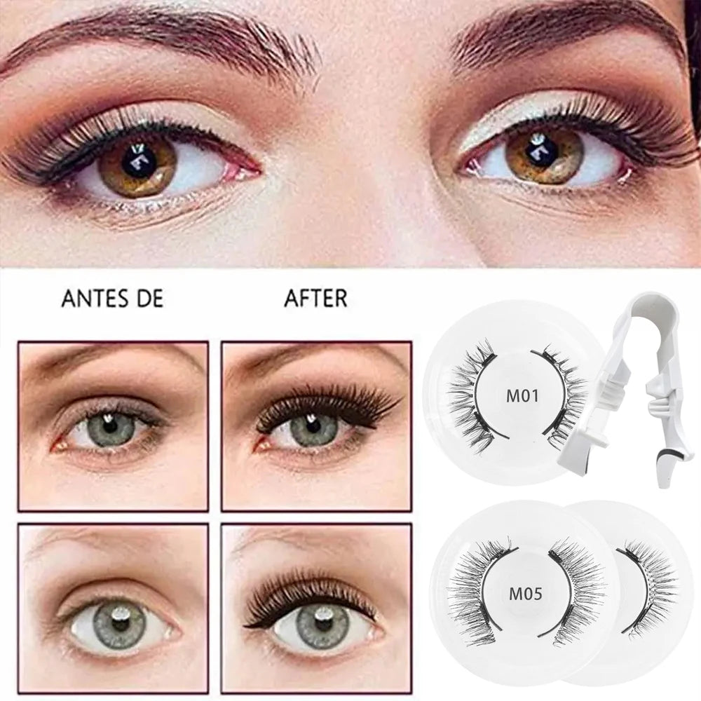 Pair Magnetic False Eyelashes with Tweezers