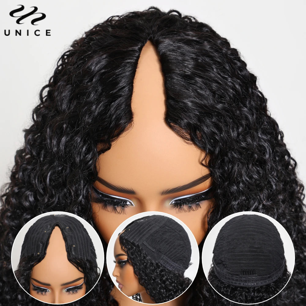 Kinky Curly Hair V Part Wig