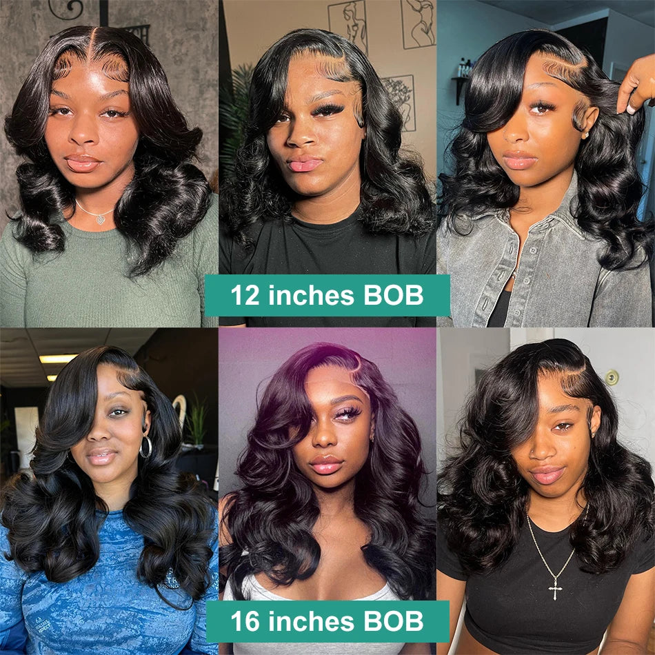 Transparent Short Bob Body Wave Lace Front Wig