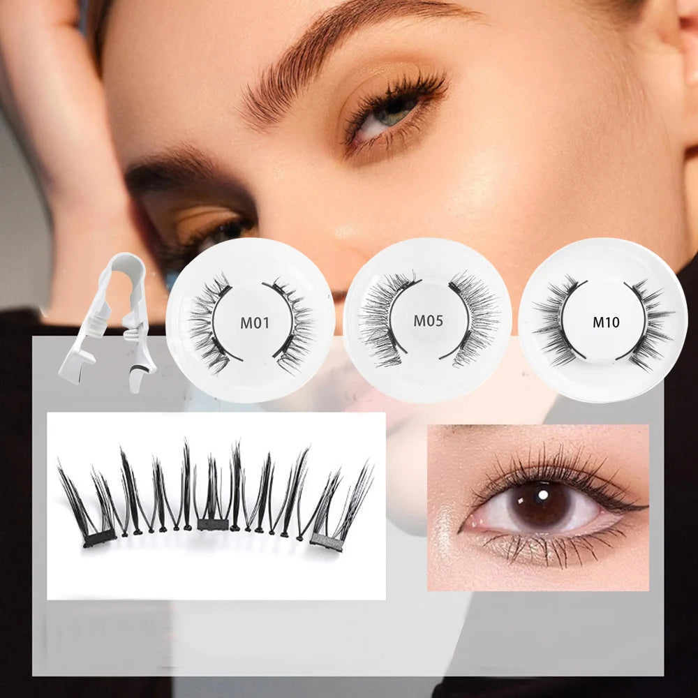 Pair Magnetic False Eyelashes with Tweezers