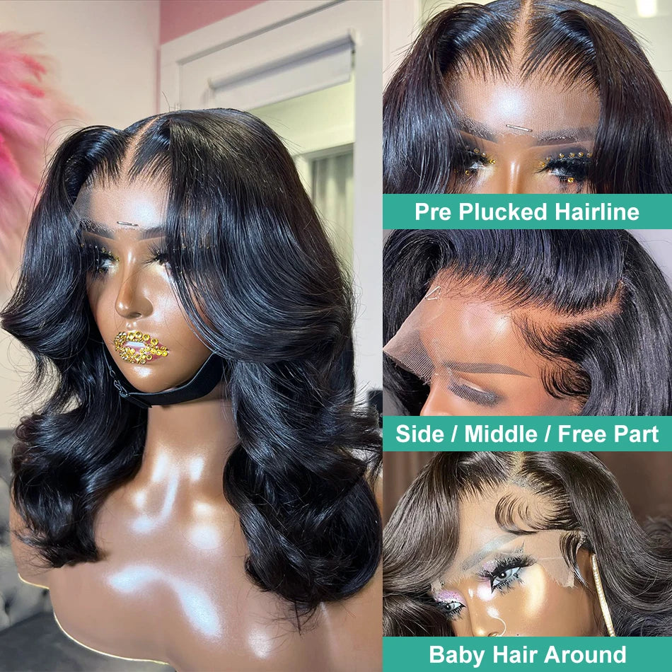 Transparent Short Bob Body Wave Lace Front Wig