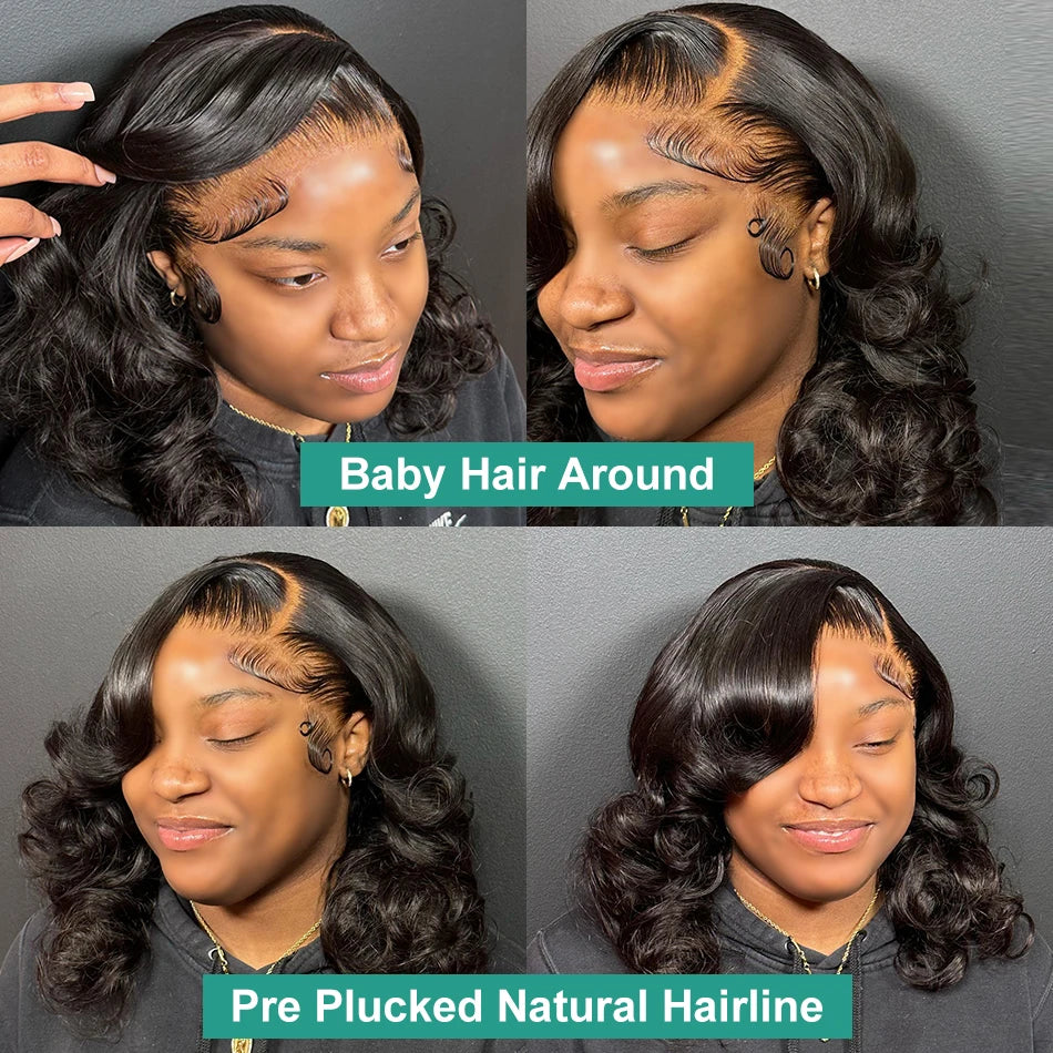 Transparent Short Bob Body Wave Lace Front Wig