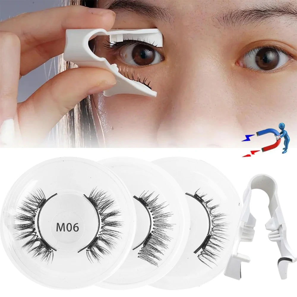 Pair Magnetic False Eyelashes with Tweezers