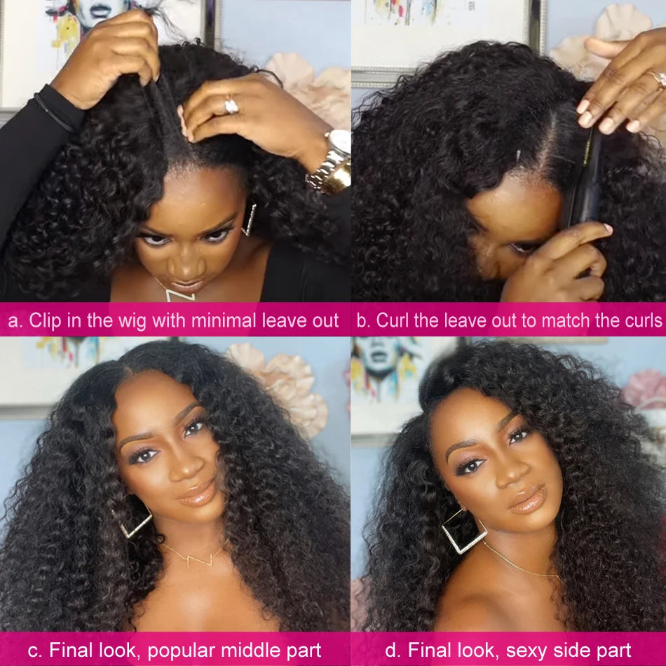 Kinky Curly Hair V Part Wig