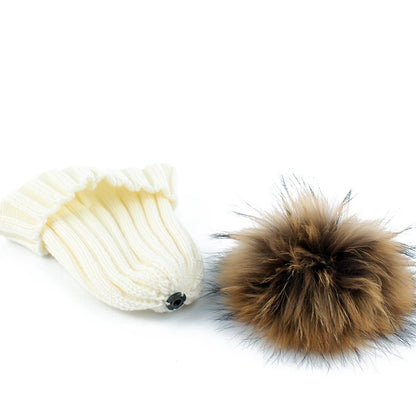 Big Fur Pom Pom Winter Hat for Kids and Adults