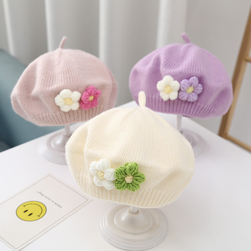 Flower-adorned Baby Beret