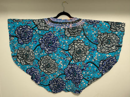 Short African Print Top Blue
