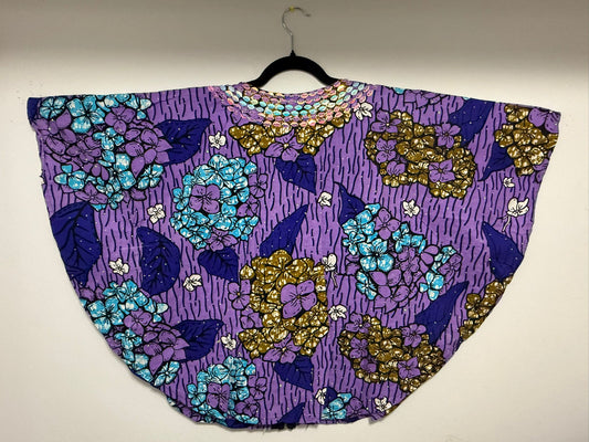 Short African Print Top Purple