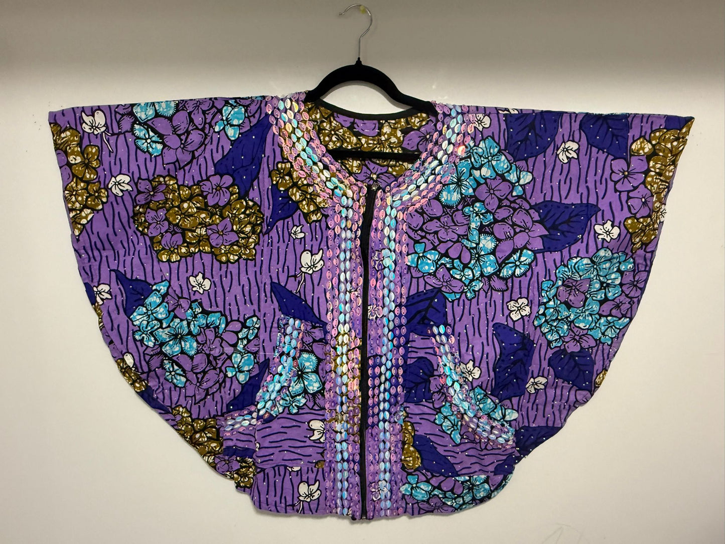 Short African Print Top Purple