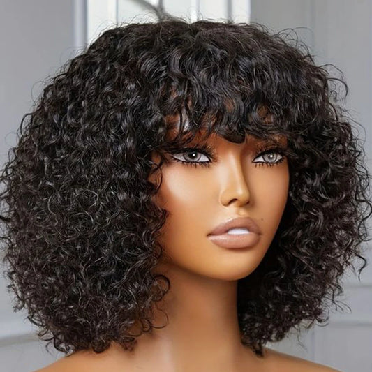 Jerry Curly Short Bob Wig with Bangs