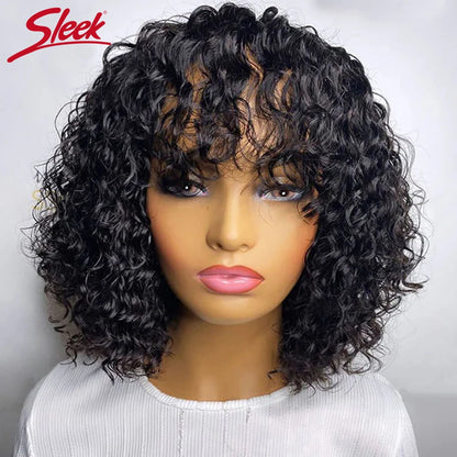 Jerry Curly Short Bob Wig with Bangs