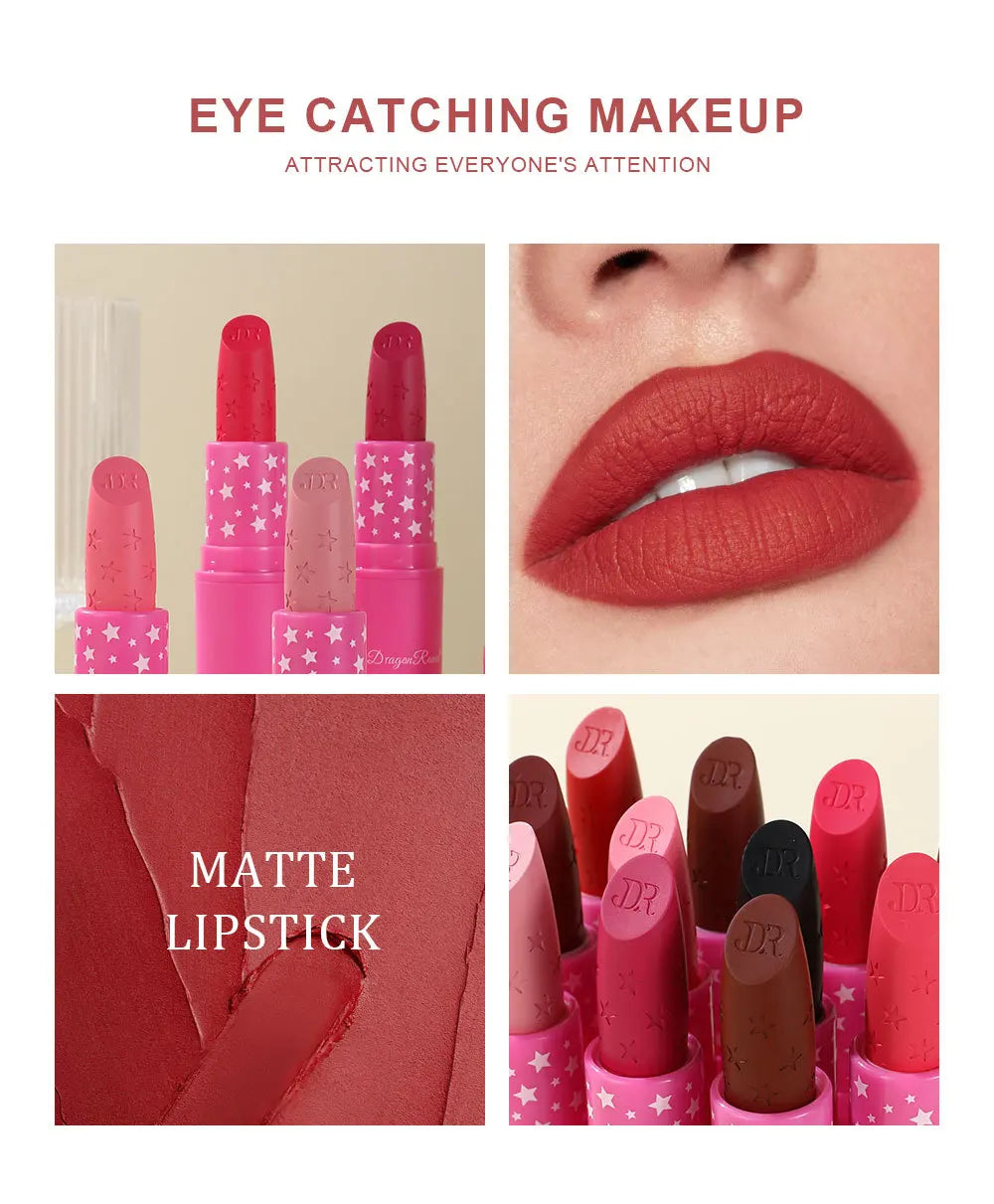 Waterproof Rose Red Velvet Matte Lipstick 9 Colors