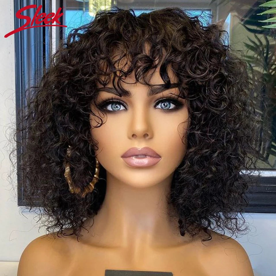 Jerry Curly Short Bob Wig with Bangs